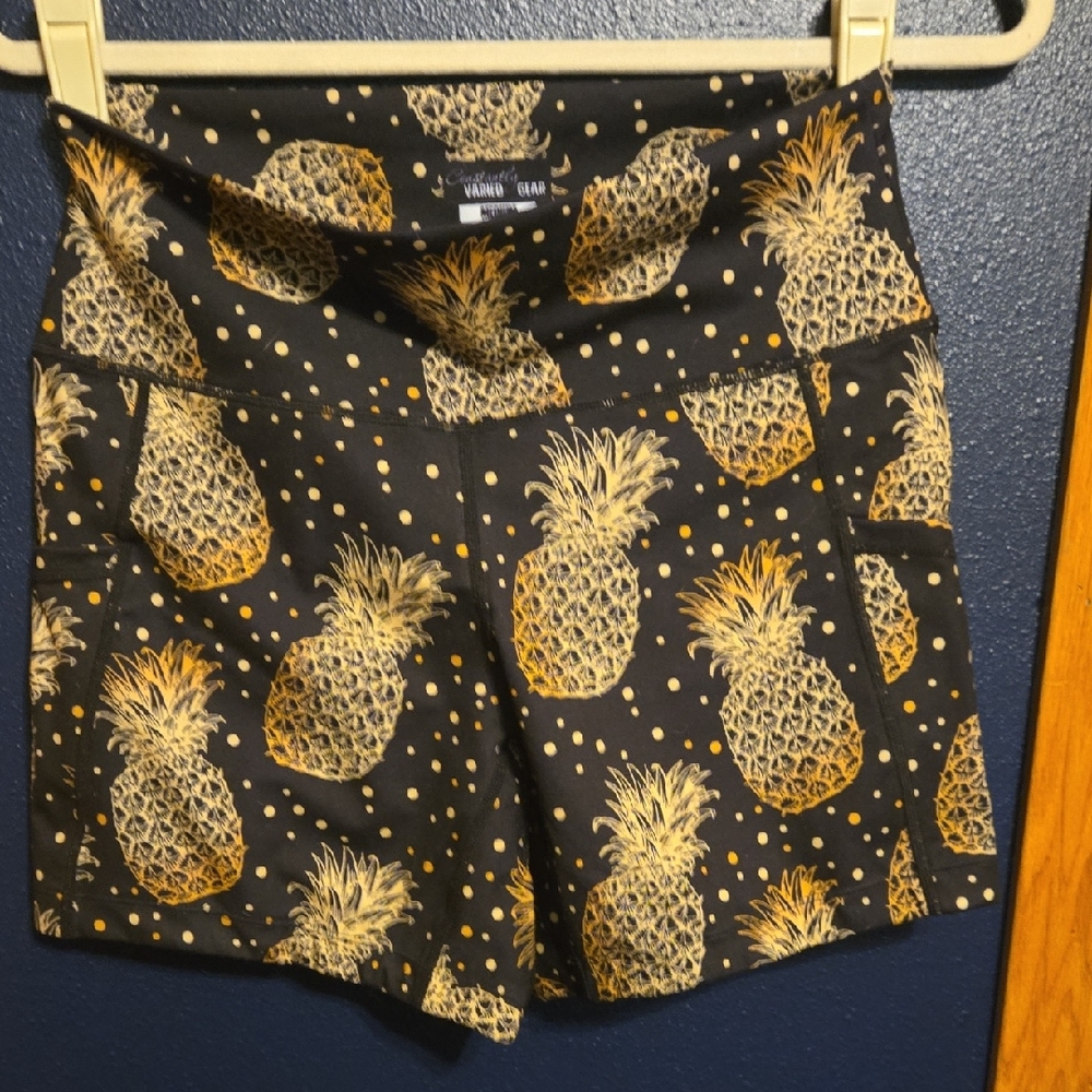 Constantly Varied Gear Black and Gold Pineapple High Waist Shorts